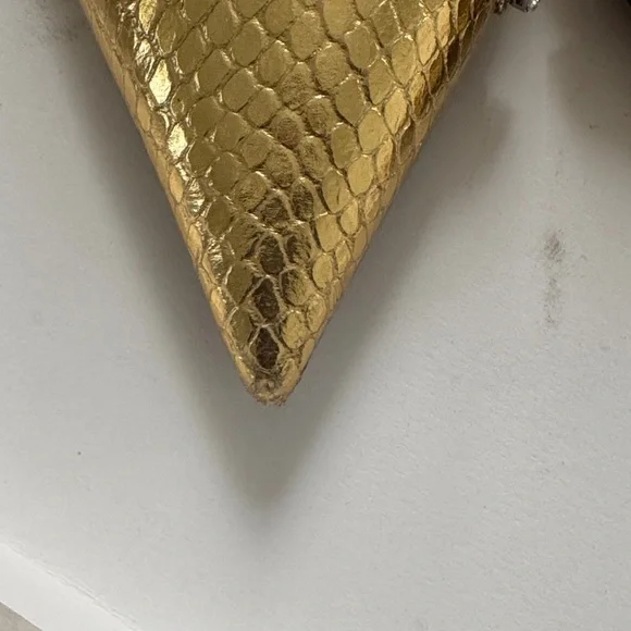 Jimmy Choo Gold Snakeskin (embossed)Heels with Crystal Accents - Picture 5 of 11